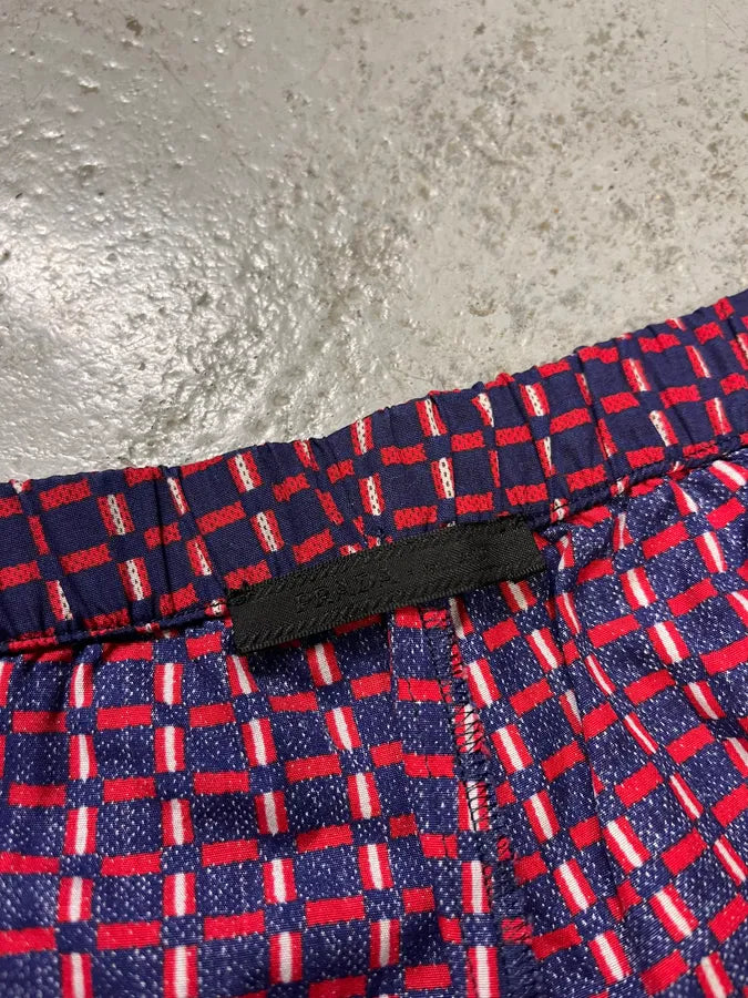 SS2007 Prada Red & Navy Checkered Shorts guizsFU 8