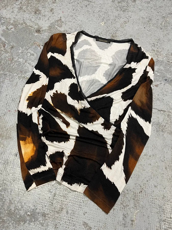 SS2007 Roberto Cavalli Cowhide Effect V Longsleeves Top NMwPJwY 1