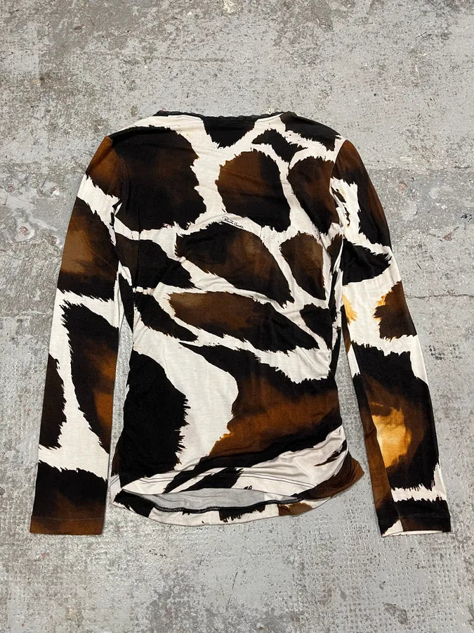 SS2007 Roberto Cavalli Cowhide Effect V Longsleeves Top NMwPJwY 3