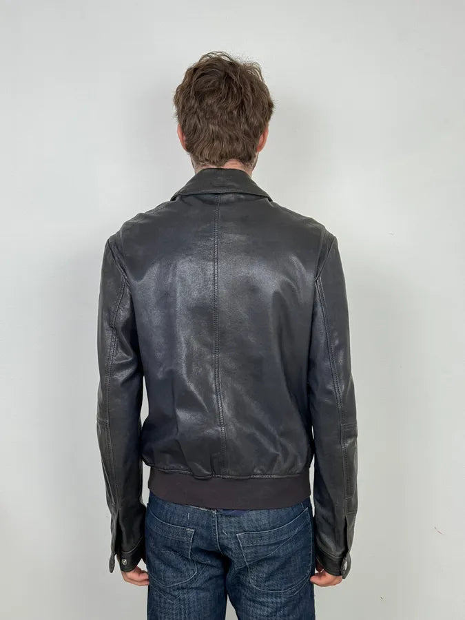 SS2007 Versace Black Leather Jacket dkgnVCO 2