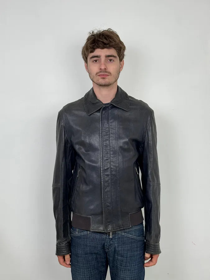 SS2007 Versace Black Leather Jacket dkgnVCO 1