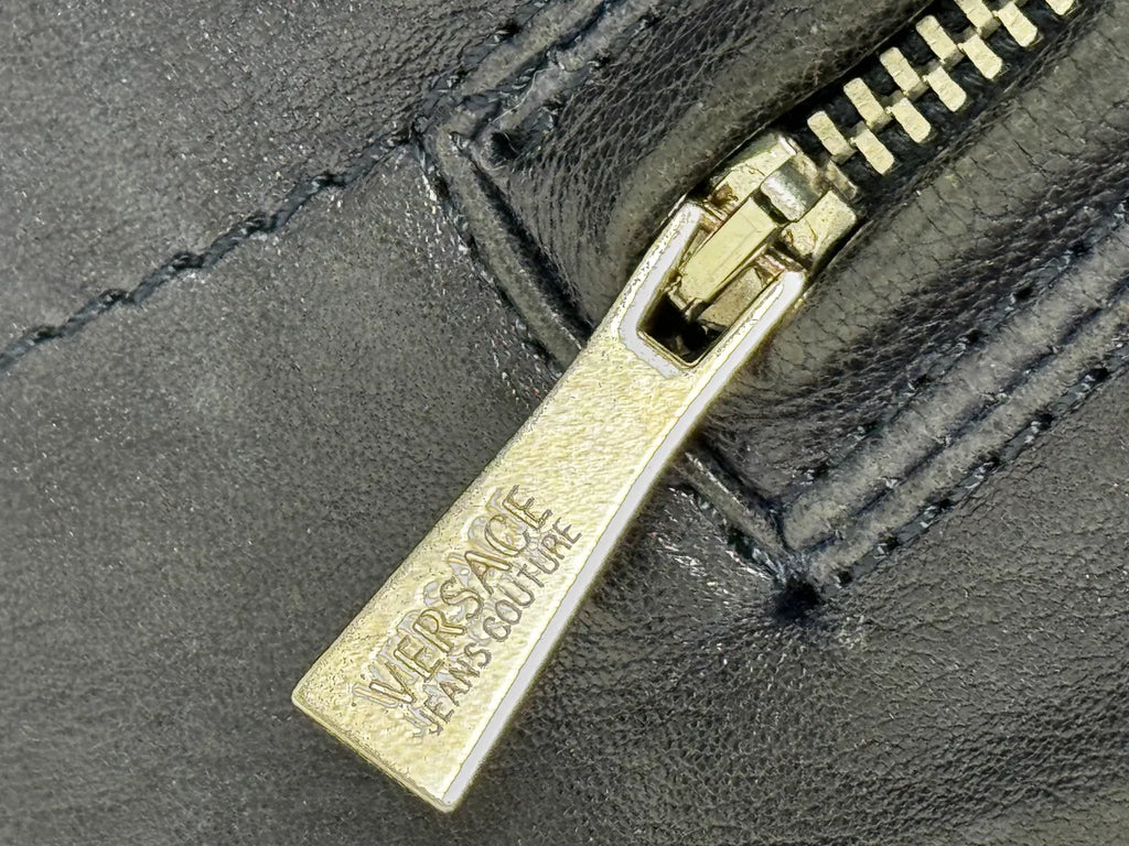 SS2007 Versace Black Leather Jacket dkgnVCO 9