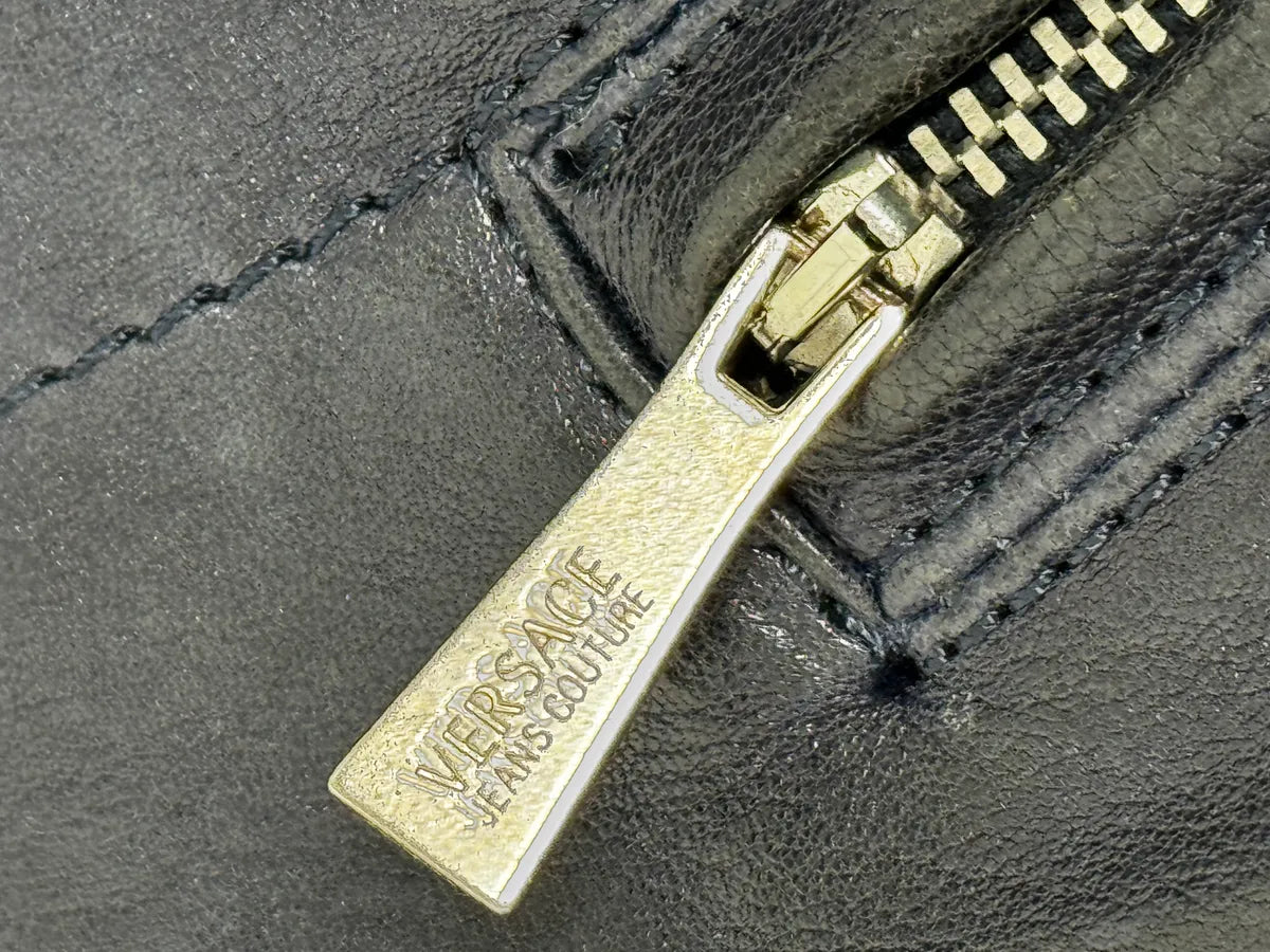 SS2007 Versace Black Leather Jacket dkgnVCO 9