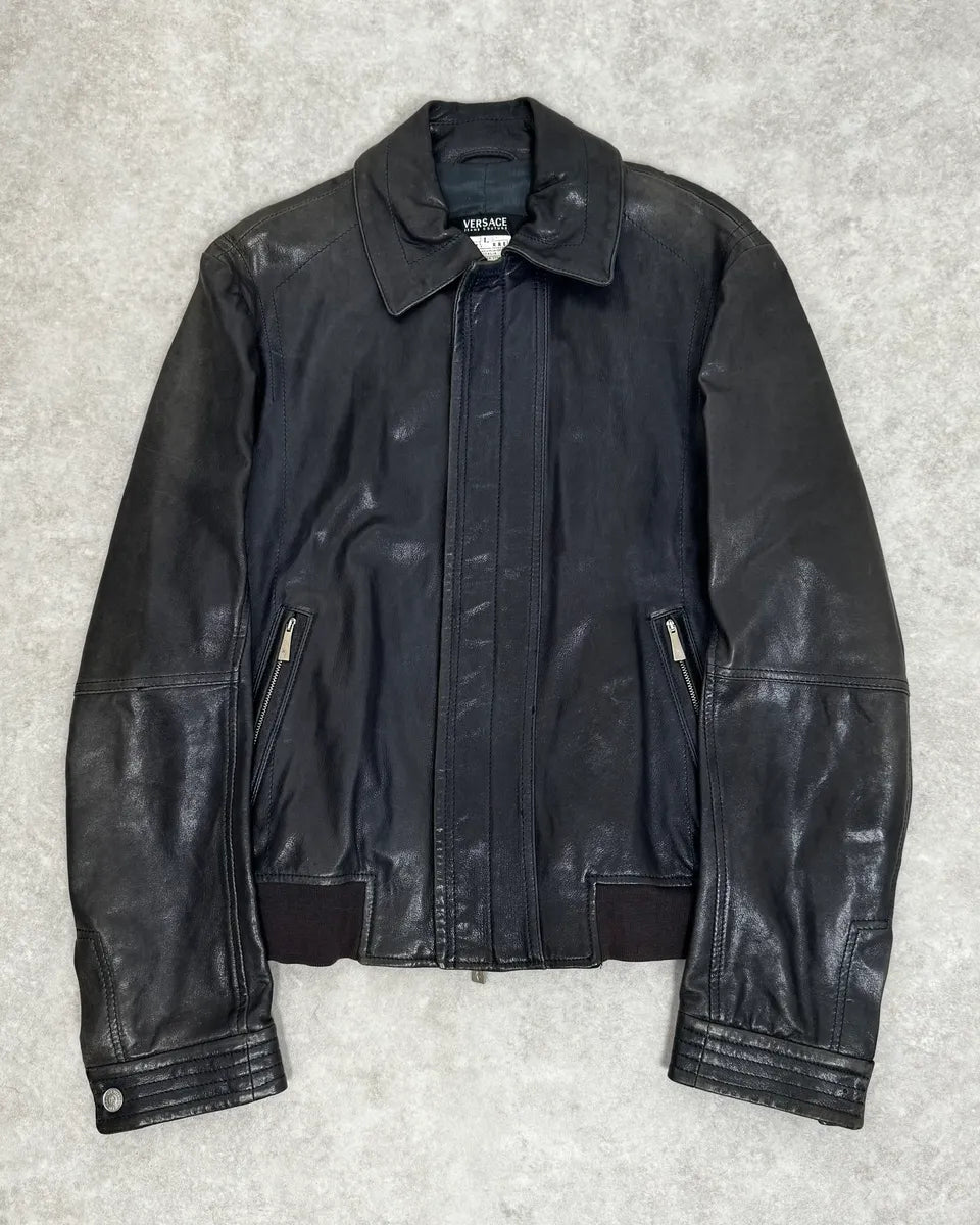 SS2007 Versace Black Leather Jacket dkgnVCO 0
