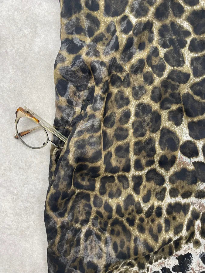 SS2007 Yves Saint Laurent Brown Silk Leopard Print Coat ajbubJr 11