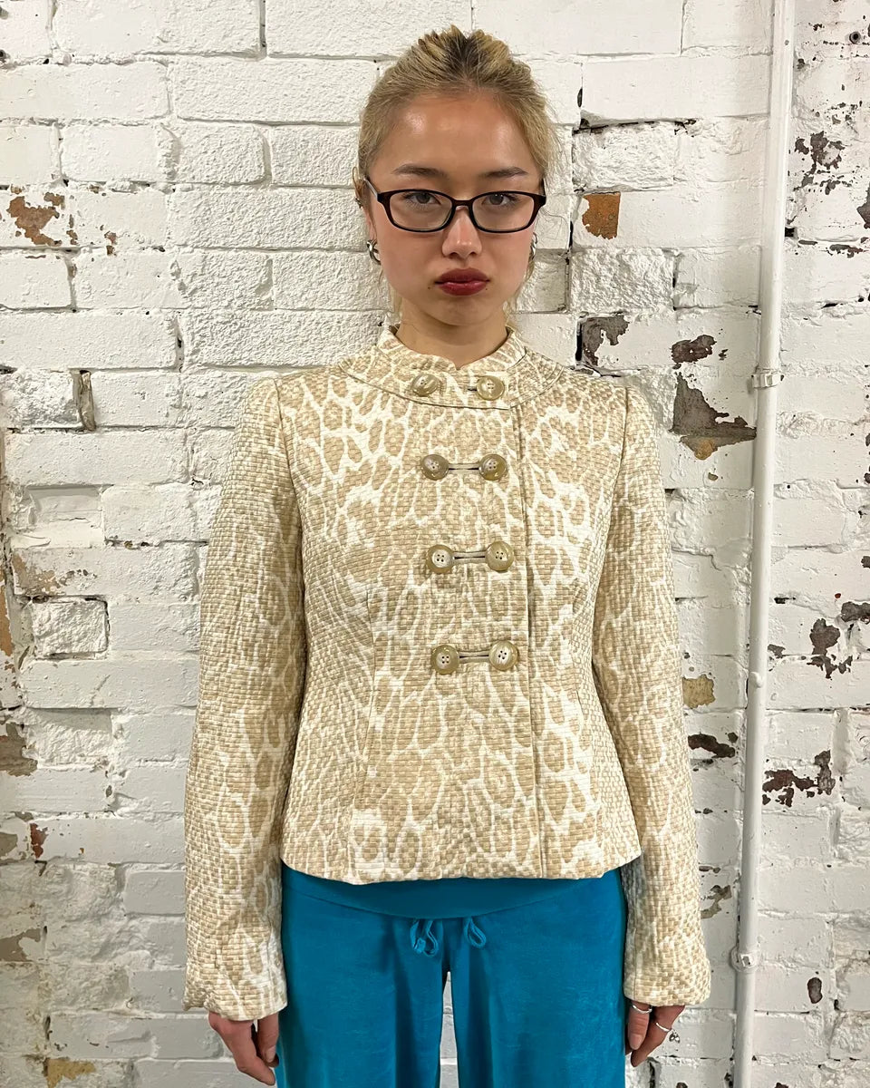 SS2008 Armani Beige Leopard Buttoned White Jacket fzWNfyv 1