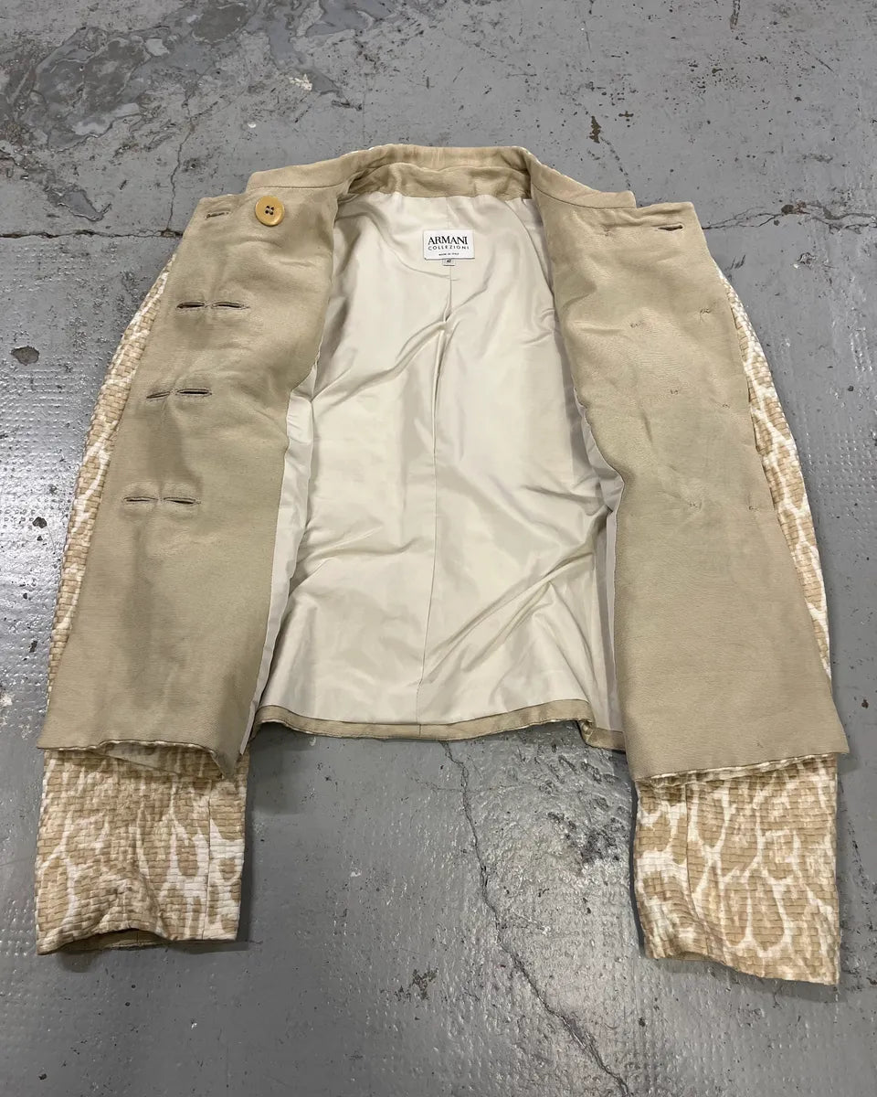 SS2008 Armani Beige Leopard Buttoned White Jacket fzWNfyv 6