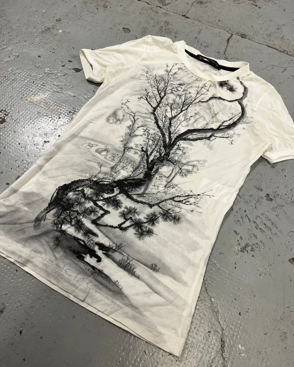 SS2008 Balenciaga White Tree Nature Tree Graphic T-Shirt YXaQDpC 3