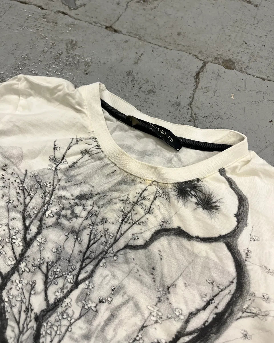 SS2008 Balenciaga White Tree Nature Tree Graphic T-Shirt YXaQDpC 4
