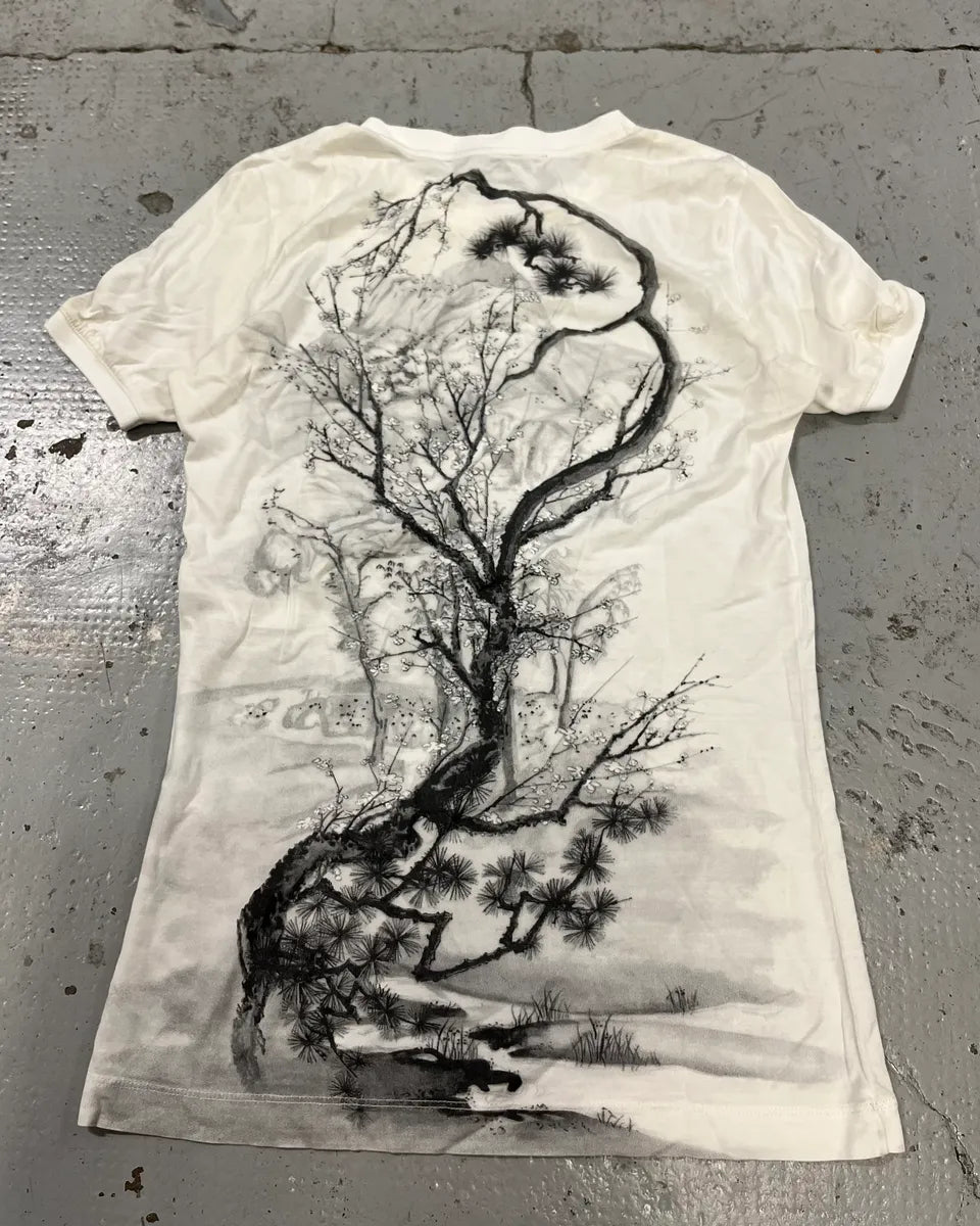 SS2008 Balenciaga White Tree Nature Tree Graphic T-Shirt YXaQDpC 7