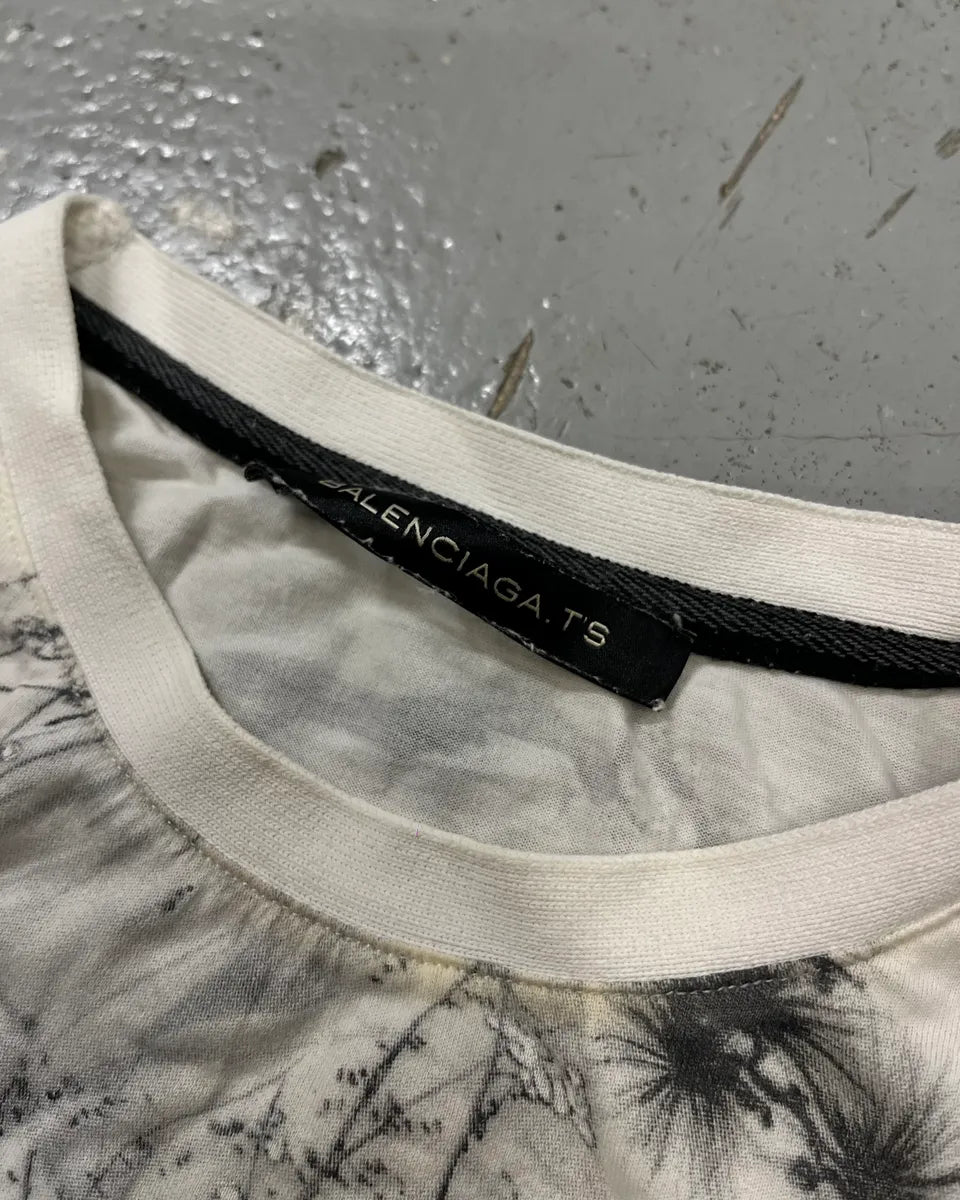 SS2008 Balenciaga White Tree Nature Tree Graphic T-Shirt YXaQDpC 8