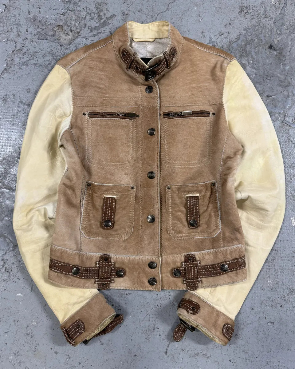 SS2008 Cavalli Beige Hybrid Pony Hair Leather Jacket (S) 0