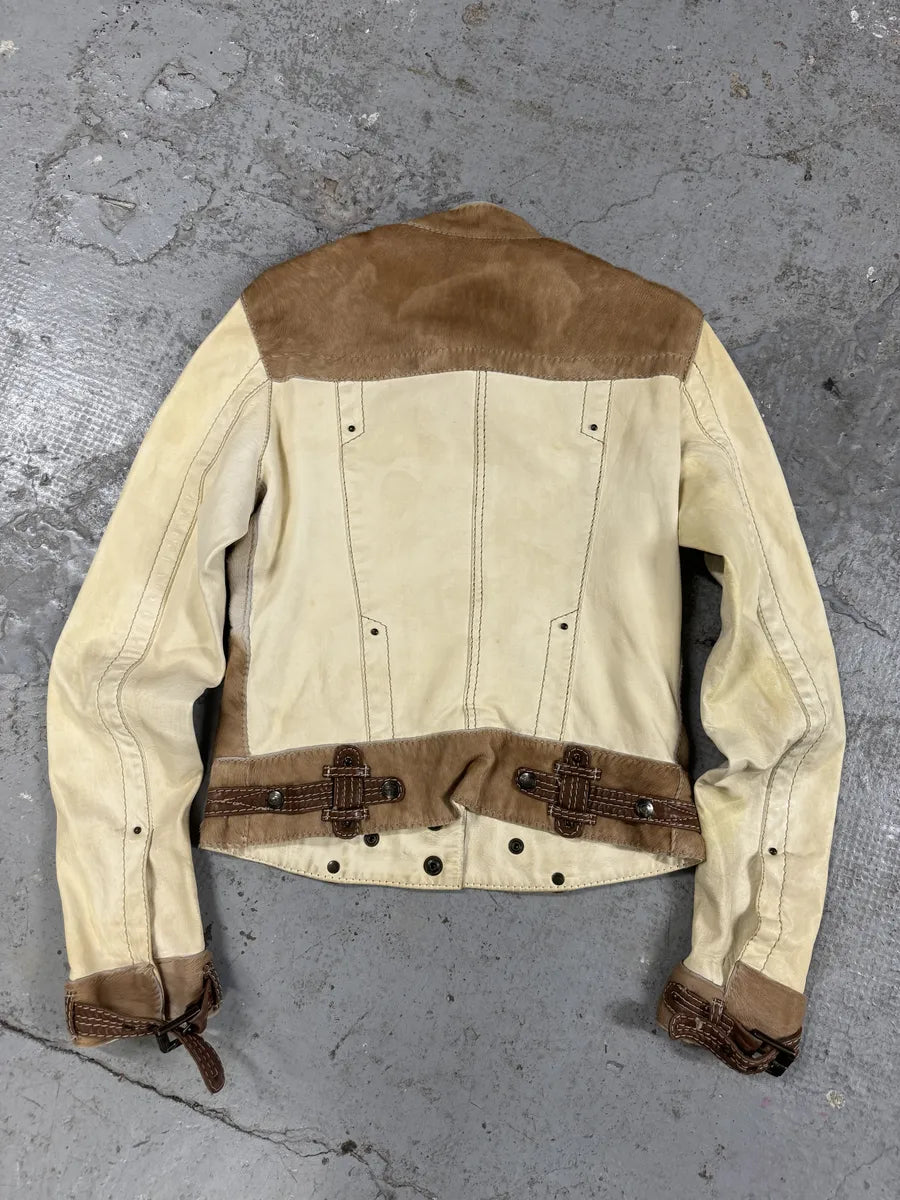 SS2008 Cavalli Beige Hybrid Pony Hair Leather Jacket (S) 1