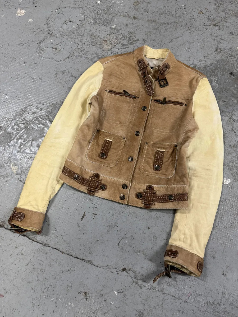 SS2008 Cavalli Beige Hybrid Pony Hair Leather Jacket atdQqfY 2
