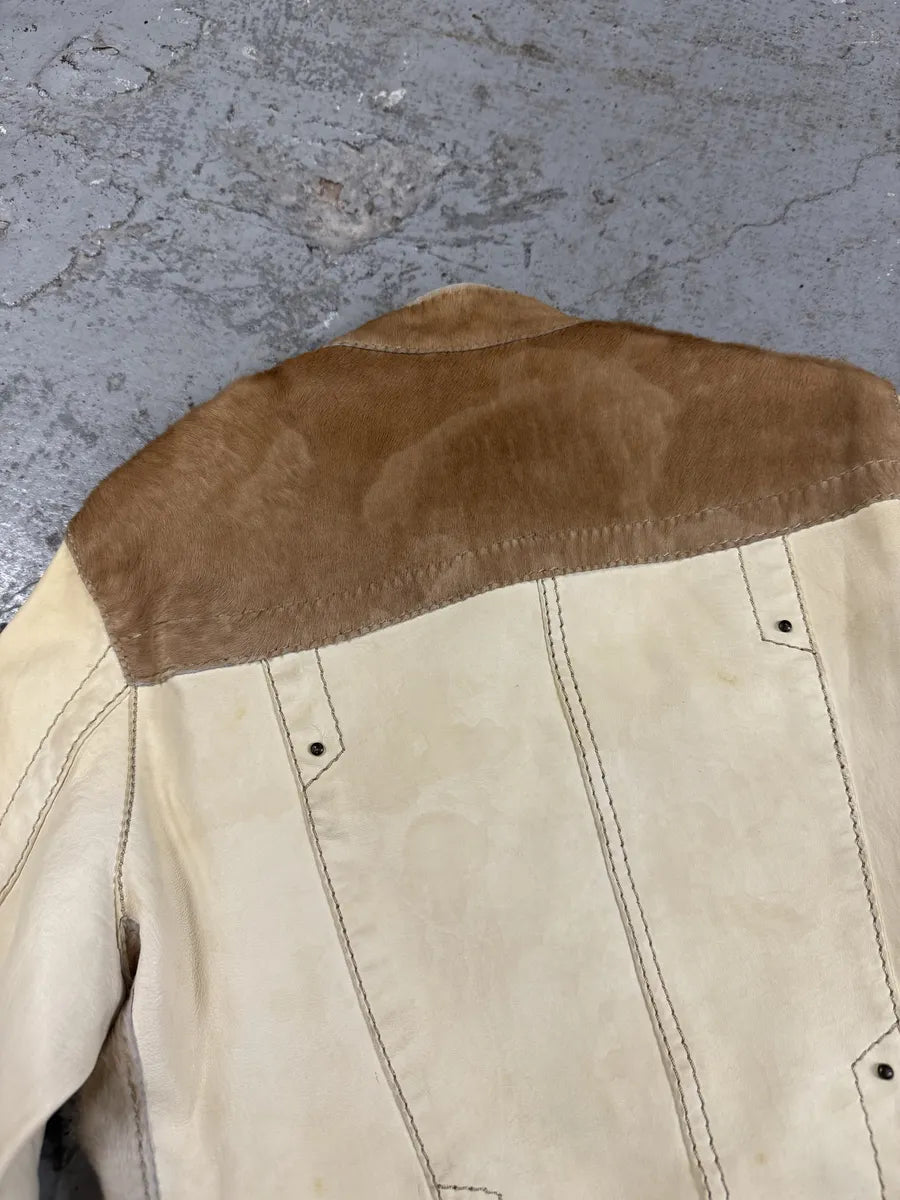 SS2008 Cavalli Beige Hybrid Pony Hair Leather Jacket (S) 9