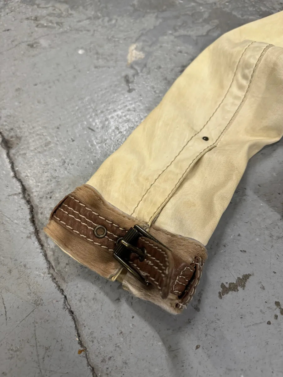 SS2008 Cavalli Beige Hybrid Pony Hair Leather Jacket (S) 10