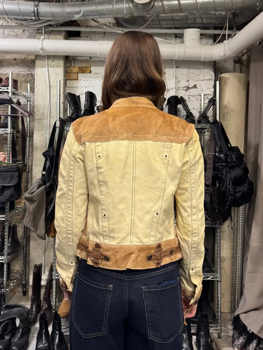 SS2008 Cavalli Beige Hybrid Pony Hair Leather Jacket (S) 4