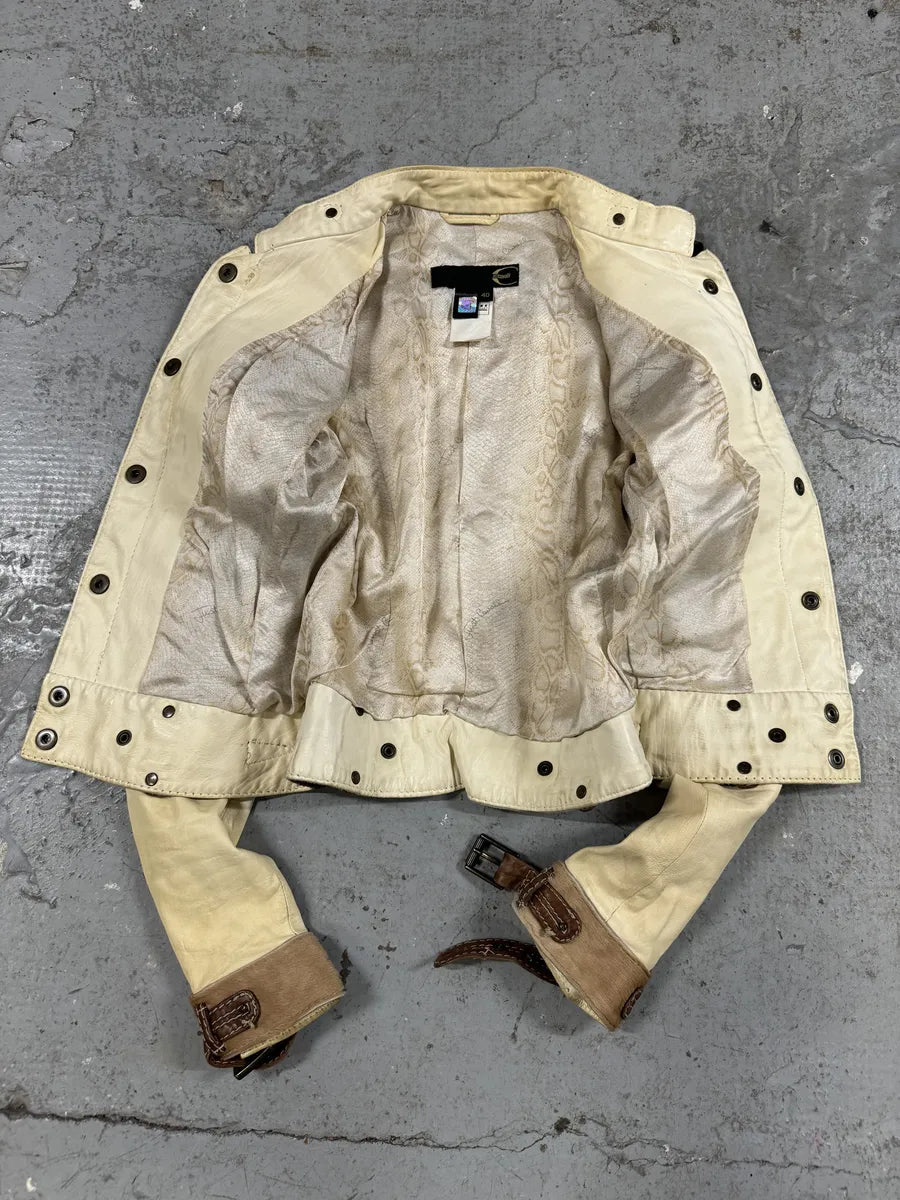 SS2008 Cavalli Beige Hybrid Pony Hair Leather Jacket atdQqfY 6