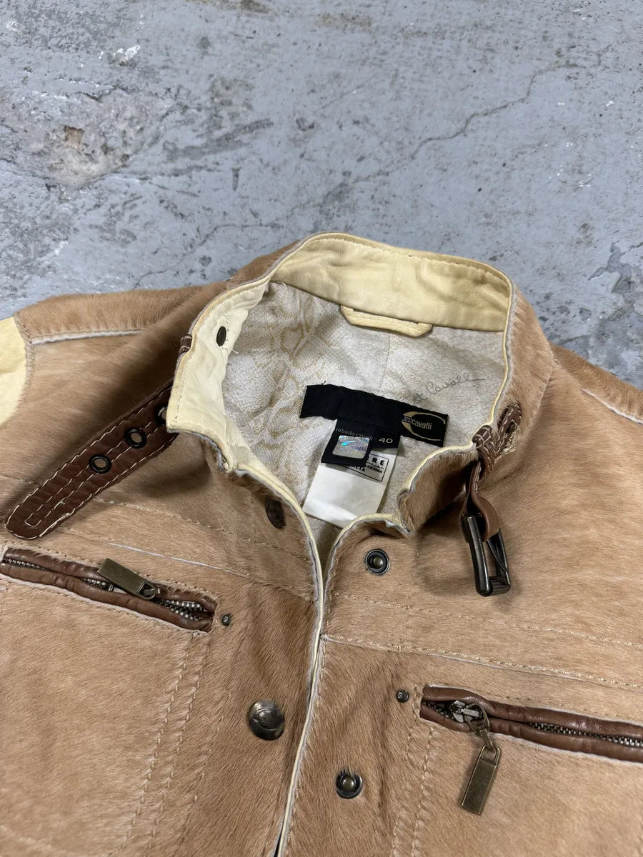 SS2008 Cavalli Beige Hybrid Pony Hair Leather Jacket atdQqfY 8