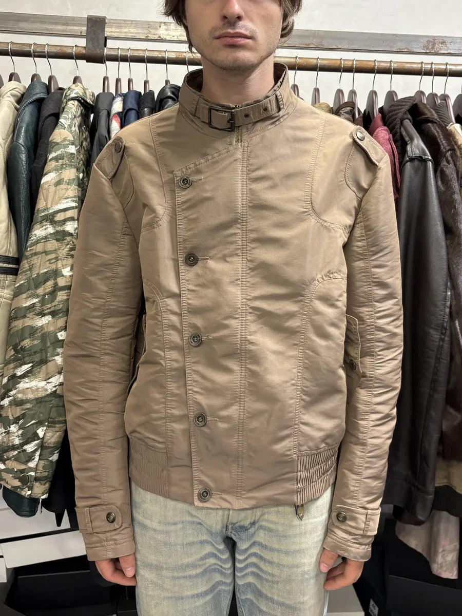 SS2008 Cavalli Biker Beige Buttoned Jacket wJodRSt 1