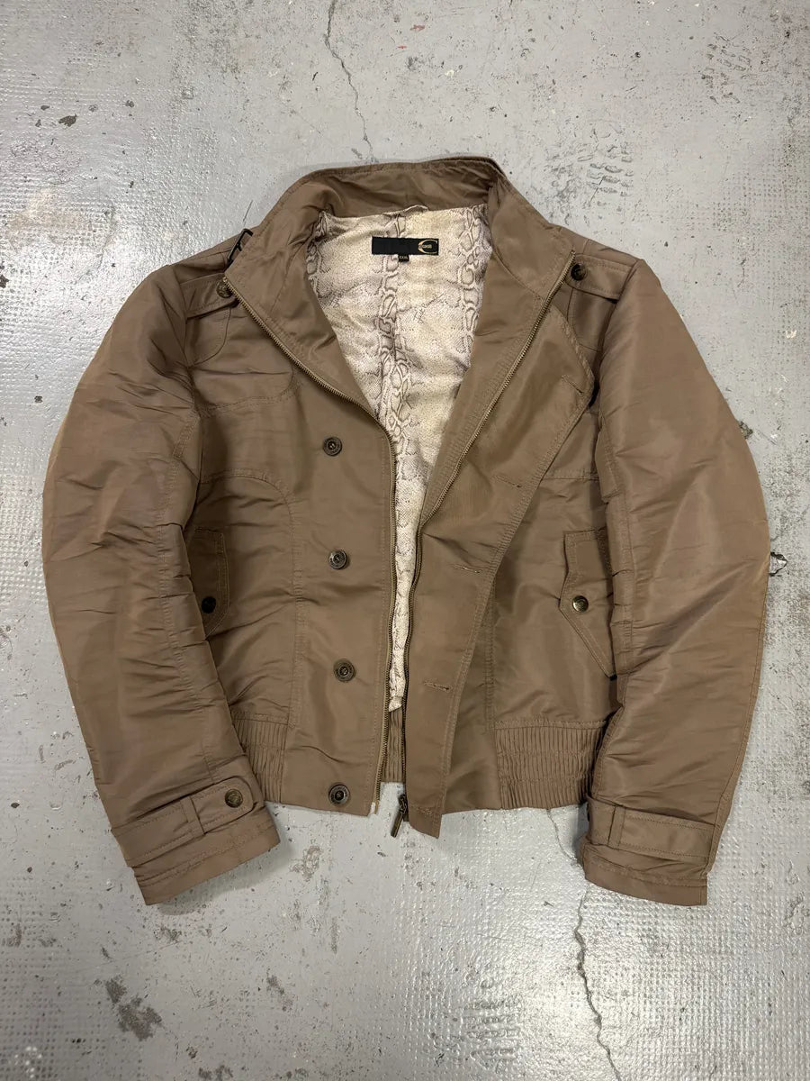 SS2008 Cavalli Biker Beige Buttoned Jacket wJodRSt 4