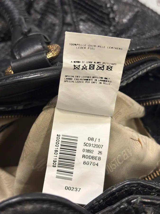 SS2008 Cavalli Black Leather Python-Textured Handle Bag  BBETUHr 14