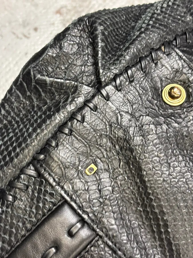SS2008 Cavalli Black Leather Python-Textured Handle Bag  BBETUHr 17