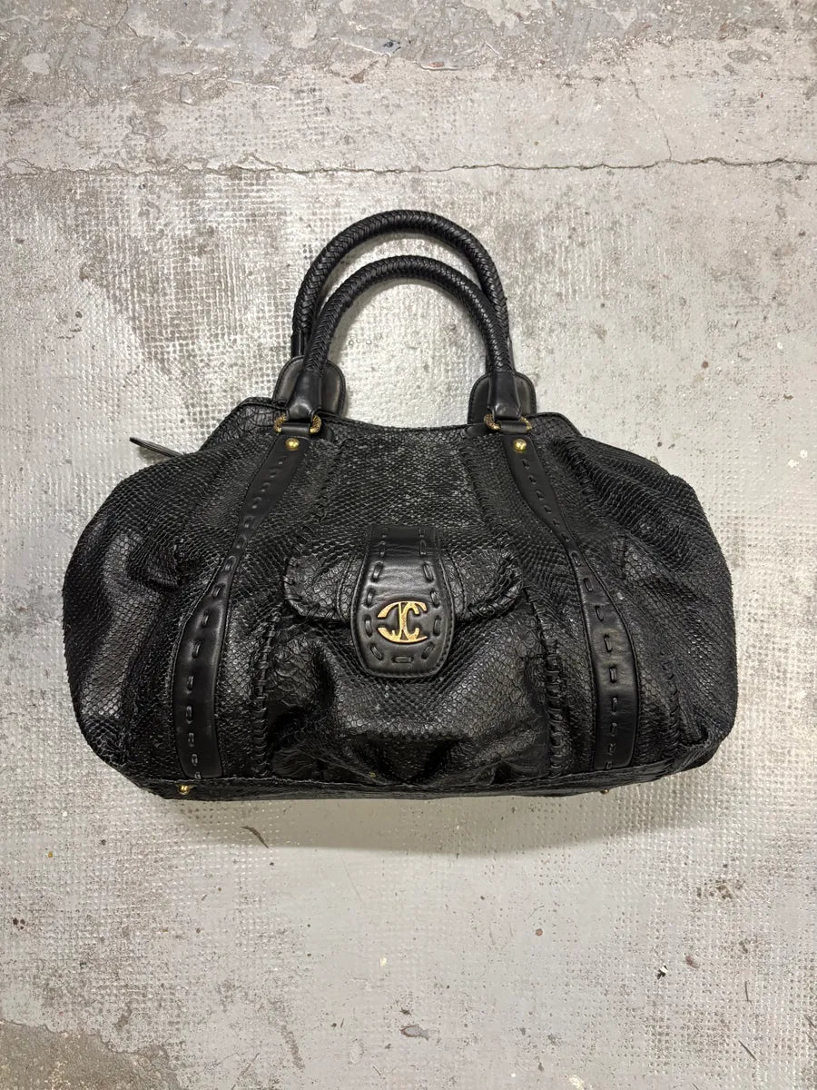 SS2008 Cavalli Black Leather Python-Textured Handle Bag  BBETUHr 3