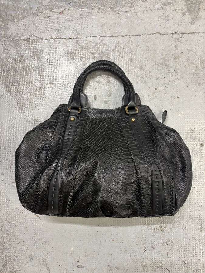 SS2008 Cavalli Black Leather Python-Textured Handle Bag  BBETUHr 4