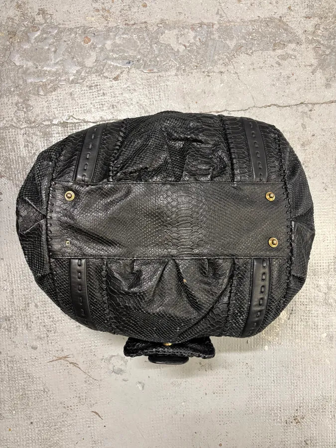 SS2008 Cavalli Black Leather Python-Textured Handle Bag  BBETUHr 5
