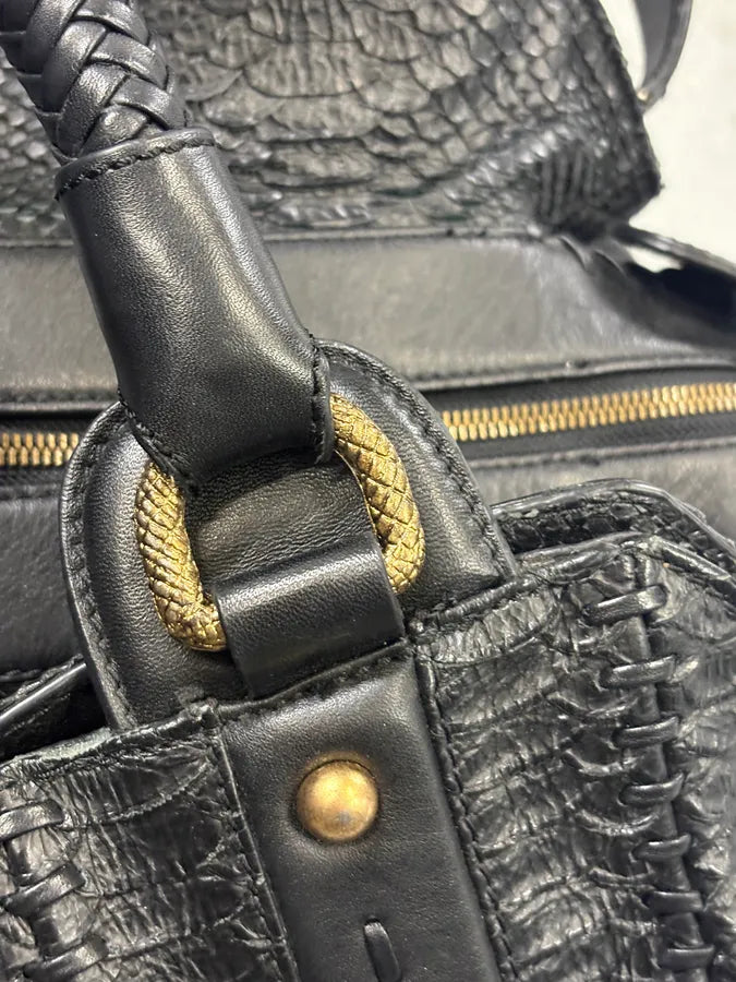 SS2008 Cavalli Black Leather Python-Textured Handle Bag  BBETUHr 8
