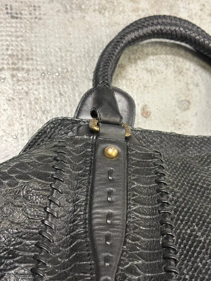 SS2008 Cavalli Black Leather Python-Textured Handle Bag  BBETUHr 9