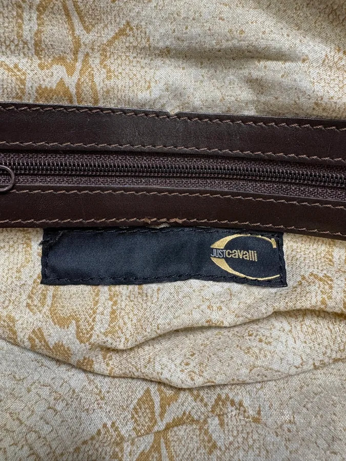 SS2008 Cavalli Brown Embroidered Flowers Leather Handle Bag (OS) ipoYxIL 9