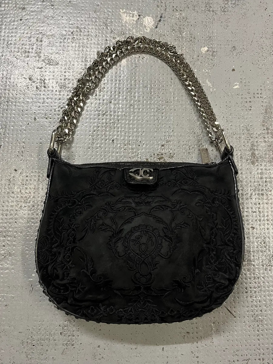 SS2008 Cavalli Double Chain Embroidered Black Handle Bag eMLWmoN 0