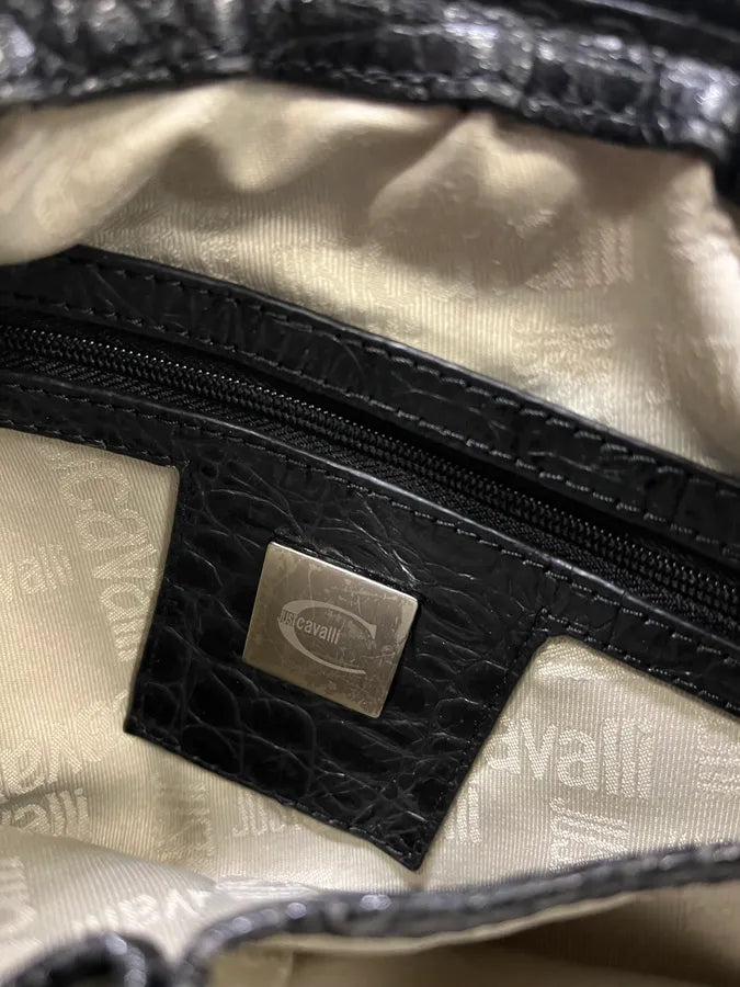 SS2008 Cavalli Double Chain Embroidered Black Handle Bag eMLWmoN 8