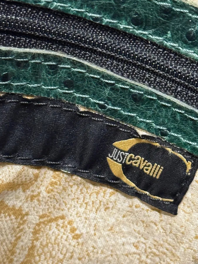 SS2008 Cavalli Green Ostrich Embossed Leather Horn Bag (OS) DEnBxSO 6