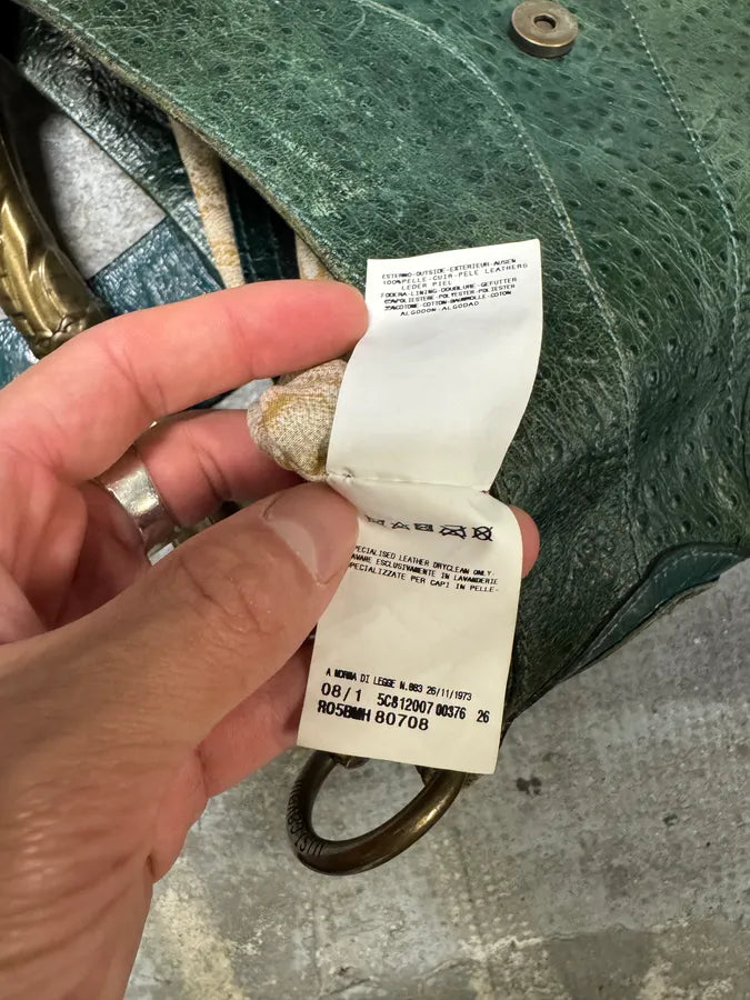 SS2008 Cavalli Green Ostrich Embossed Leather Horn Bag (OS) DEnBxSO 8