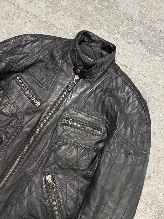 SS2008 Cavalli Moto Biker Black Leather Jacket (L/XL) rREfMMQ 2