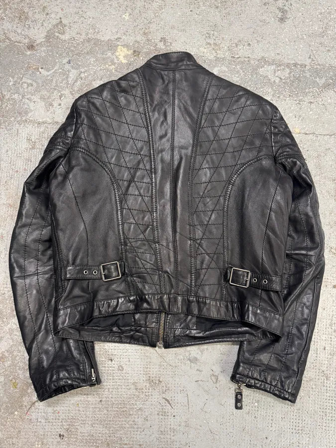 SS2008 Cavalli Moto Biker Black Leather Jacket (L/XL) rREfMMQ 3