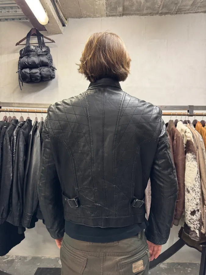 SS2008 Cavalli Moto Biker Black Leather Jacket (L/XL) rREfMMQ 4