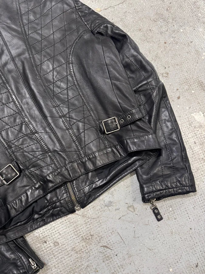 SS2008 Cavalli Moto Biker Black Leather Jacket (L/XL) rREfMMQ 6