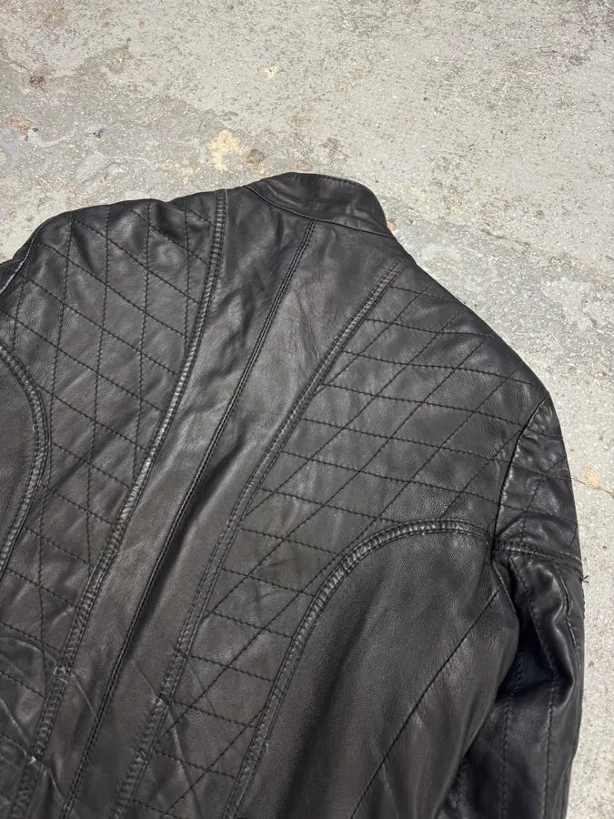 SS2008 Cavalli Moto Biker Black Leather Jacket (L/XL) rREfMMQ 7