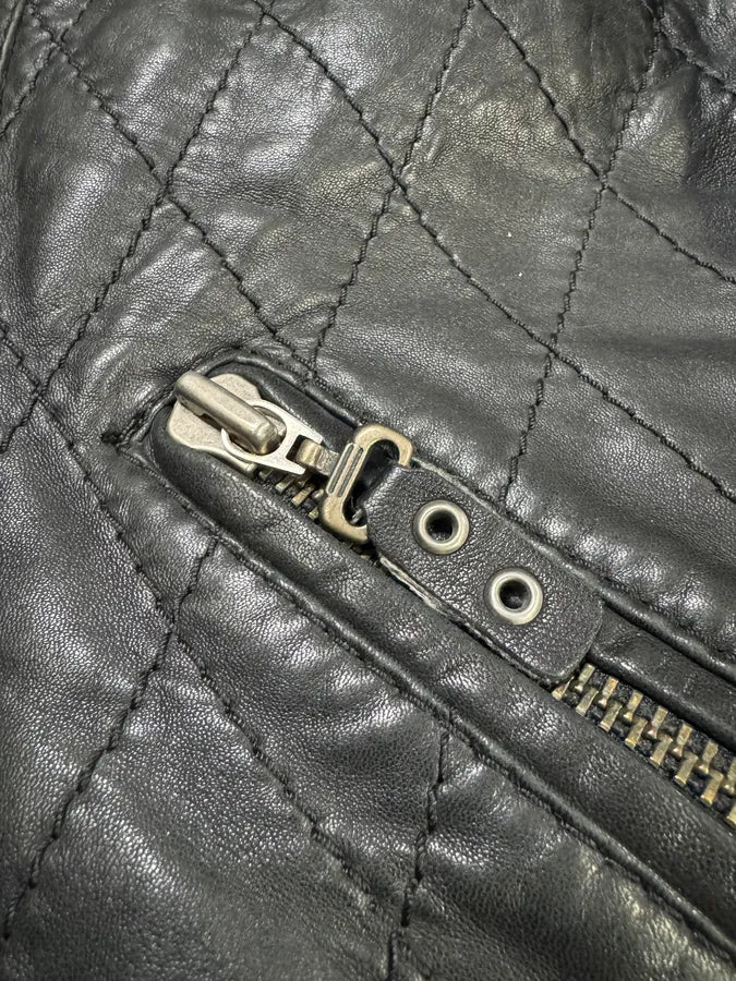 SS2008 Cavalli Moto Biker Black Leather Jacket (L/XL) rREfMMQ 8