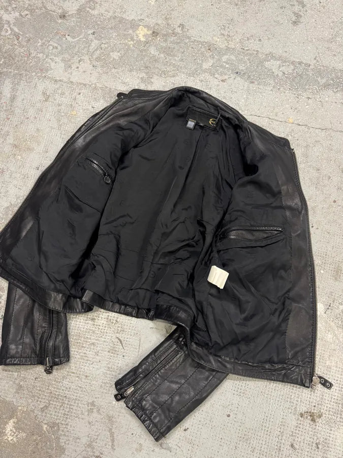 SS2008 Cavalli Moto Biker Black Leather Jacket (L/XL) rREfMMQ 9