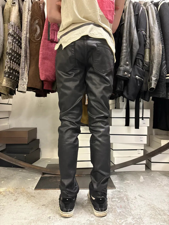SS2008 Cavalli Obscure Black Waxed Effect Denim Jeans QueTJUF 3