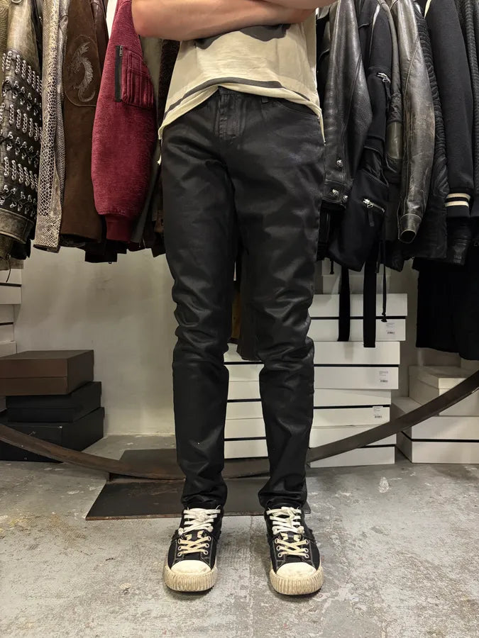 SS2008 Cavalli Obscure Black Waxed Effect Denim Jeans QueTJUF 1