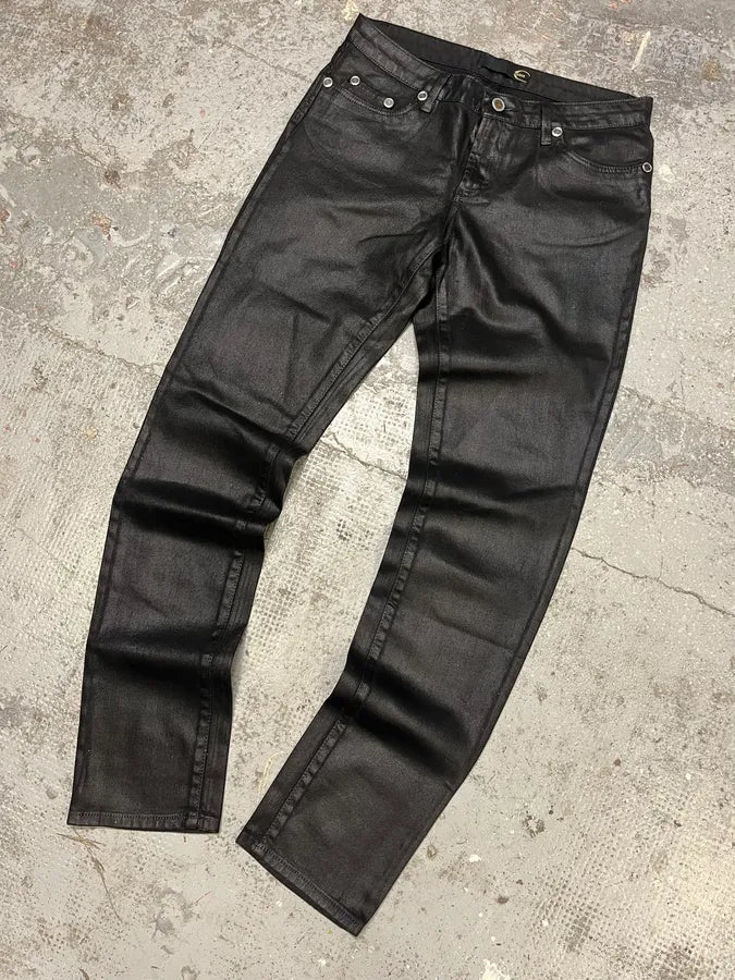 SS2008 Cavalli Obscure Black Waxed Effect Denim Jeans QueTJUF 4