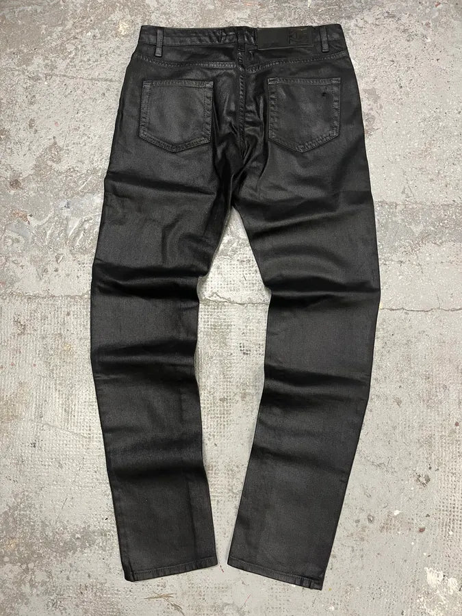 SS2008 Cavalli Obscure Black Waxed Effect Denim Jeans QueTJUF 5