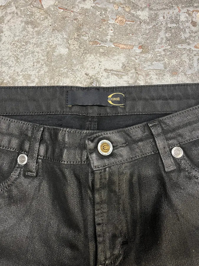 SS2008 Cavalli Obscure Black Waxed Effect Denim Jeans QueTJUF 7