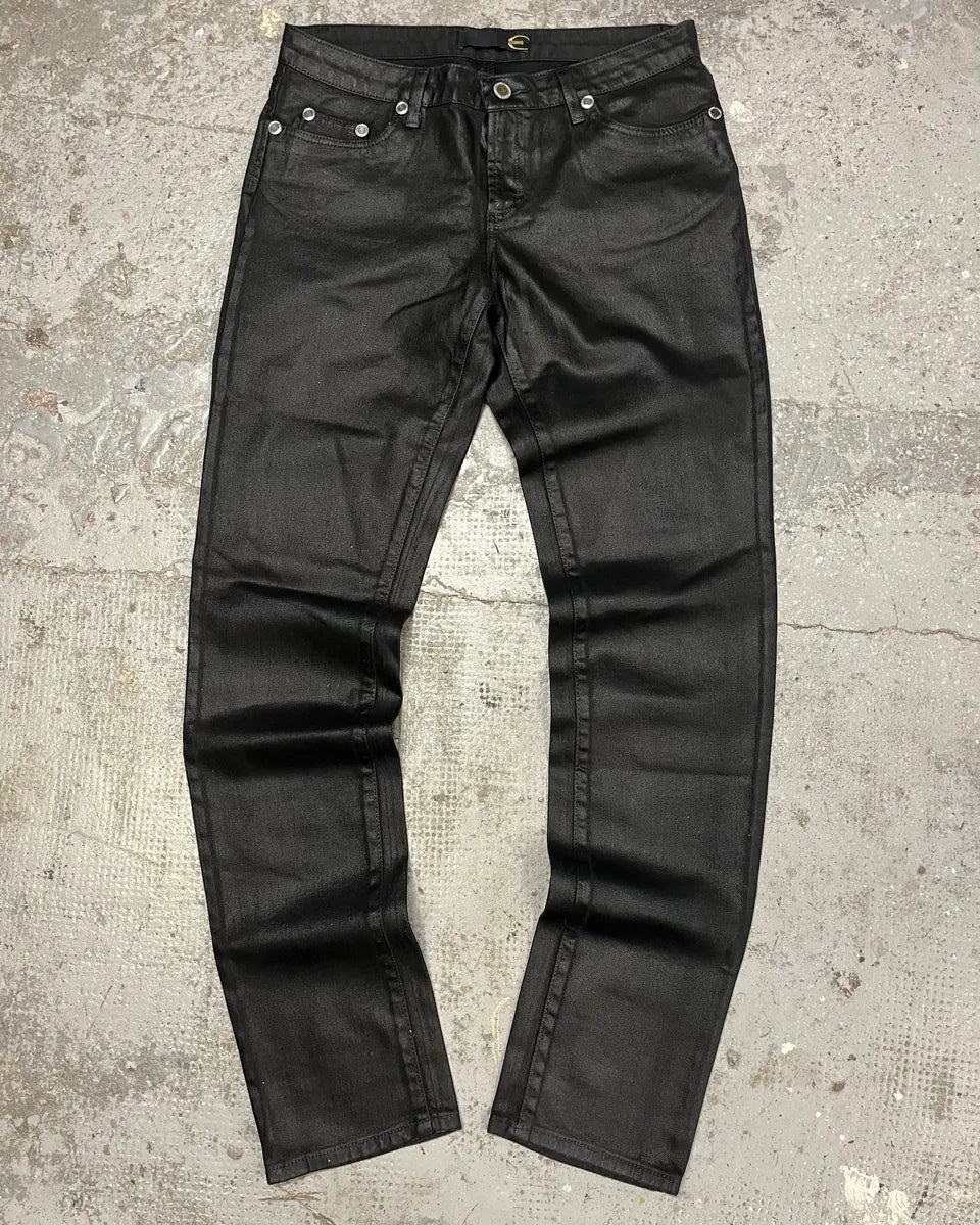 SS2008 Cavalli Obscure Black Waxed Effect Denim Jeans QueTJUF 0